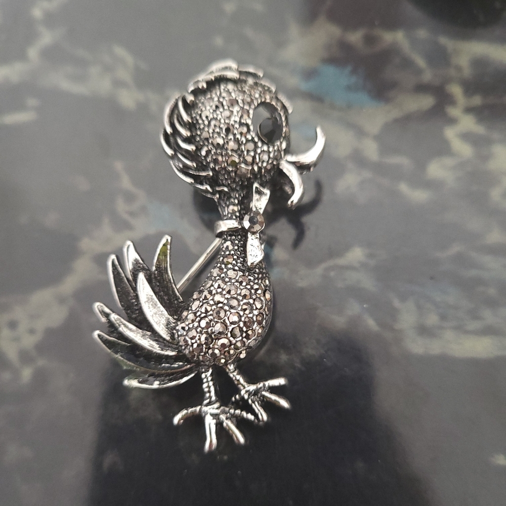 Marcasite duck pin brooch